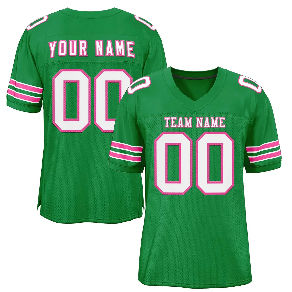 Kelly Green White-Pink Classic Authentic Football Jersey