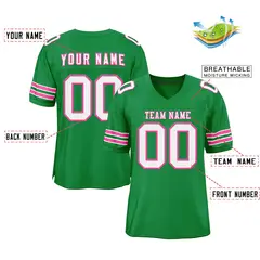 Kelly Green White-Pink Classic Authentic Football Jersey 2