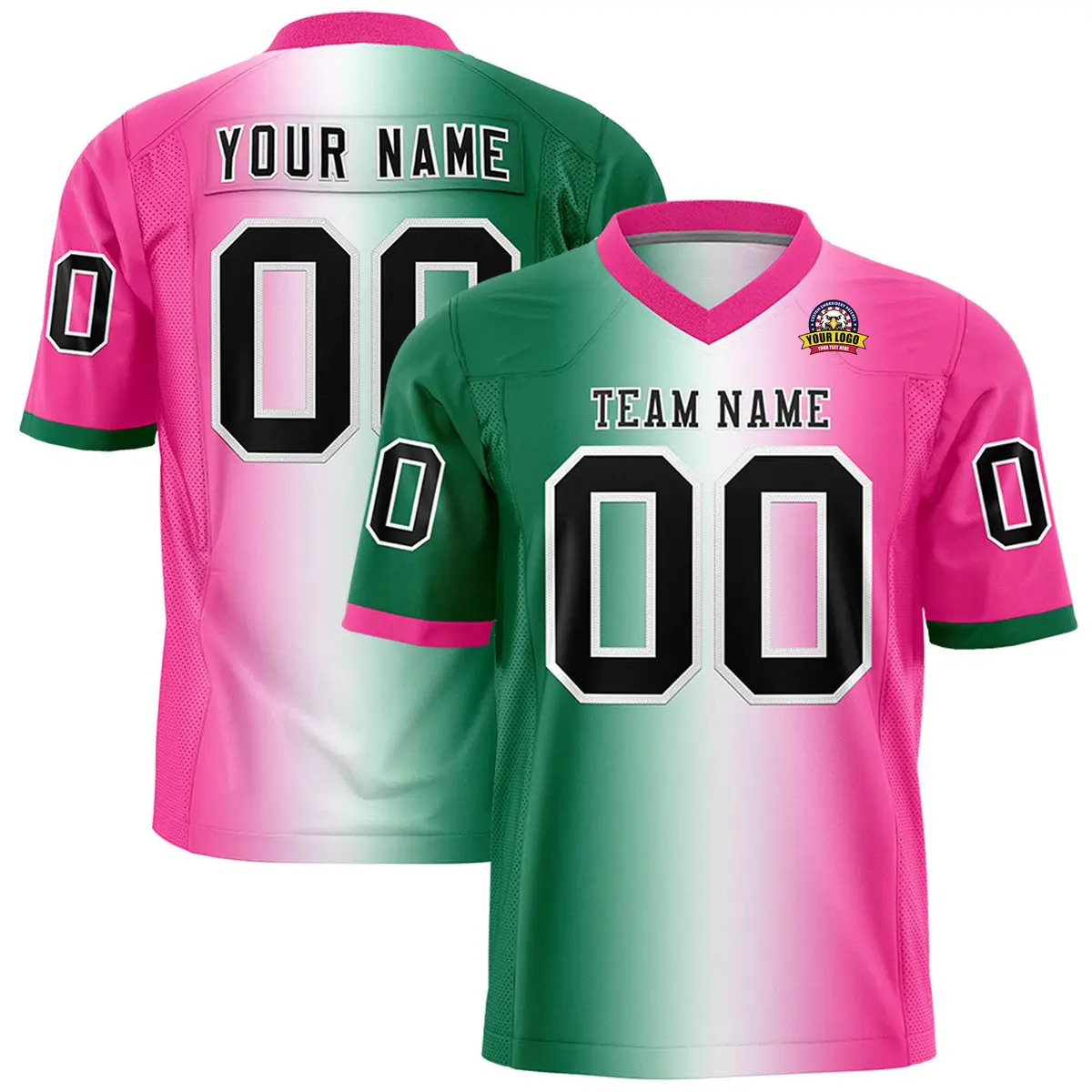 Kelly Green White-Pink Gradient Football Jersey