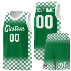 Kelly Green White Plaid Basketball Jersey for Teams