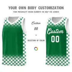 Kelly Green White Plaid Basketball Jersey for Teams 3