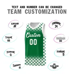 Kelly Green White Plaid Basketball Jersey for Teams 4