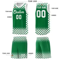 Kelly Green White Plaid Basketball Jersey for Teams 5