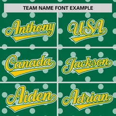 Kelly Green White Polka Dot Graffiti Baseball Jersey 3
