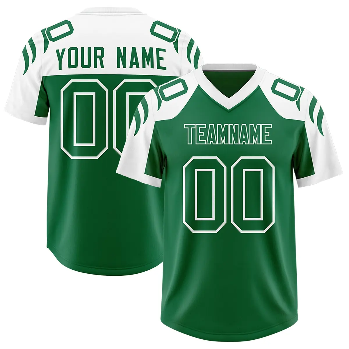 Kelly Green White Raglan Sleeves Pattern Football Jersey