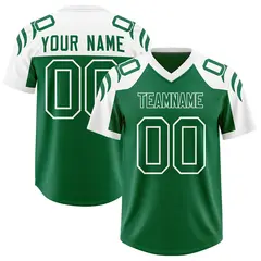 Kelly Green White Raglan Sleeves Pattern Football Jersey