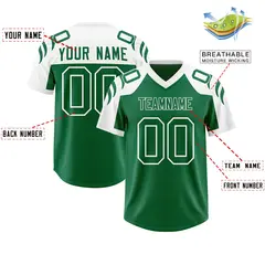 Kelly Green White Raglan Sleeves Pattern Football Jersey 2
