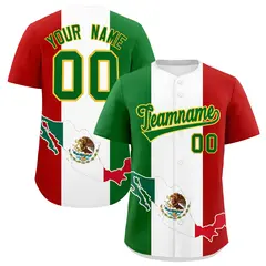 Kelly Green White Red Graffiti Mexican Style Baseball Jersey