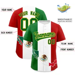 Kelly Green White Red Graffiti Mexican Style Baseball Jersey 3