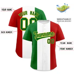 Kelly Green White Red Graffiti Mexican Style Baseball Jersey 3