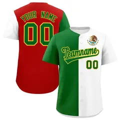 Kelly Green White Red Graffiti Mexican Style Baseball Jersey