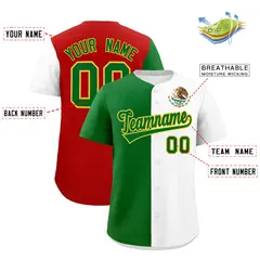 Kelly Green White Red Graffiti Mexican Style Baseball Jersey 3