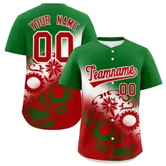 Kelly Green White Red Graffiti Mexican Style Baseball Jersey