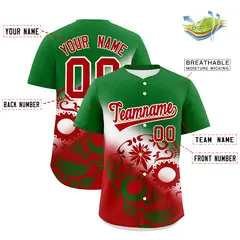 Kelly Green White Red Graffiti Mexican Style Baseball Jersey 3