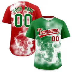 Kelly Green White Red Graffiti Mexican Style Baseball Jersey 1