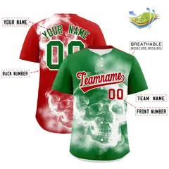 Kelly Green White Red Graffiti Mexican Style Baseball Jersey 3