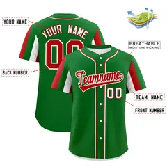 Kelly Green White Red Graffiti Mexican Style Baseball Jersey 3
