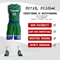 Kelly Green White Royal Graffiti Lightning Basketball Jersey 2