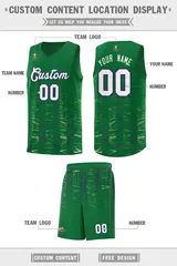 Kelly Green White Scratches Pattern Basketball Jersey 2