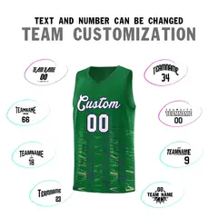 Kelly Green White Scratches Pattern Basketball Jersey 3