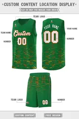 Kelly Green White Scratches Pattern Basketball Jersey 2