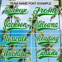 Kelly Green White Seaside Hawaiian Graffiti Palm Tree Baseball Jersey 3