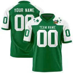 Kelly Green White Shoulder Star Pattern Flag Football Jersey