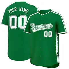 Kelly Green White Side Dotted Line Baseball Jersey