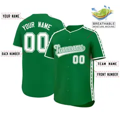 Kelly Green White Side Dotted Line Baseball Jersey 2