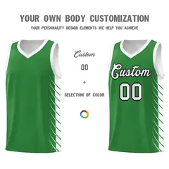 Kelly Green White Side Symmetrical Line Pattern Basketball Jersey 3