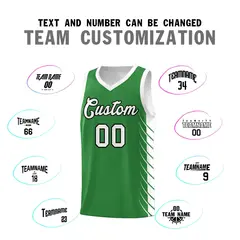 Kelly Green White Side Symmetrical Line Pattern Basketball Jersey 4