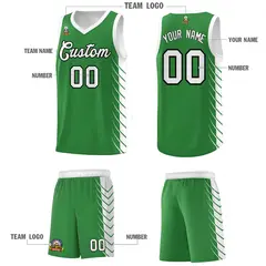 Kelly Green White Side Symmetrical Line Pattern Basketball Jersey 5