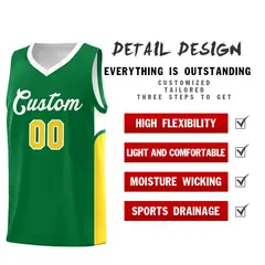 Kelly Green White Side U-shaped Pattern Double Side Basketball Jersey 3