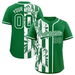 Kelly Green White Split Coconut Tree Baseball Jersey 1
