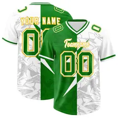 Kelly Green White Split Lightning Pattern Football Jersey