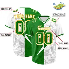 Kelly Green White Split Lightning Pattern Football Jersey 2