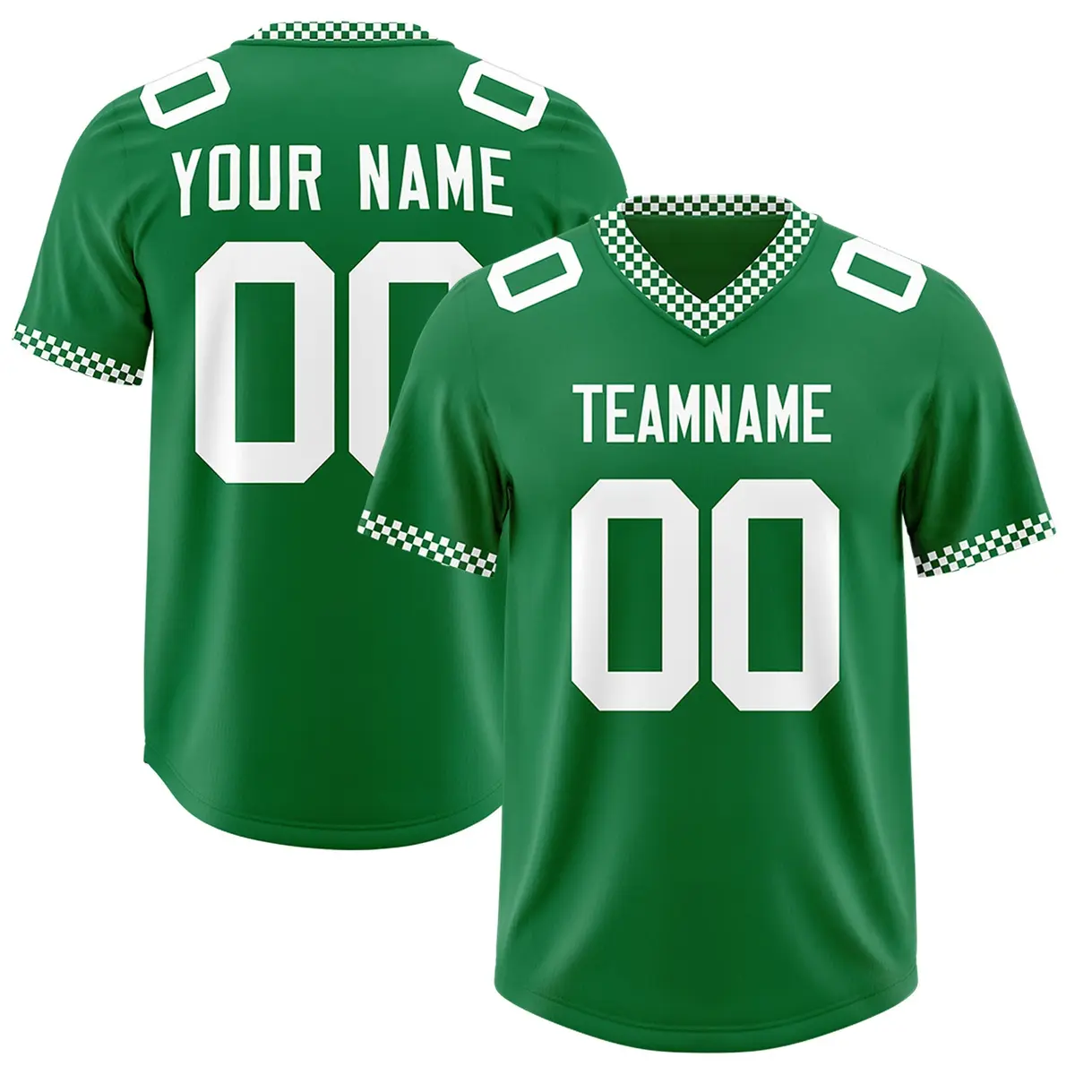 Kelly Green White Square Neckline Football Jersey