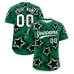 Kelly Green White Star Graffiti Baseball Jersey