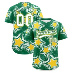 Kelly Green White Star Graffiti Baseball Jersey