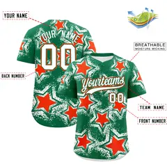 Kelly Green White Star Graffiti Baseball Jersey 2
