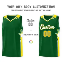 Kelly Green White Star Graffiti Basketball Jersey Uniform 3