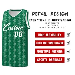 Kelly Green White Star Graffiti Basketball Jersey 2
