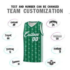 Kelly Green White Star Graffiti Basketball Jersey 4