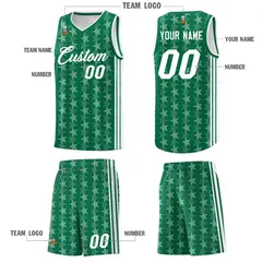 Kelly Green White Star Graffiti Basketball Jersey 5