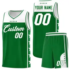 Kelly Green White Star Pattern Basketball Jersey