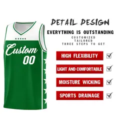 Kelly Green White Star Pattern Basketball Jersey 3