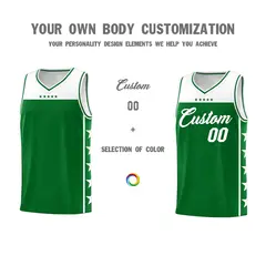 Kelly Green White Star Pattern Basketball Jersey 4