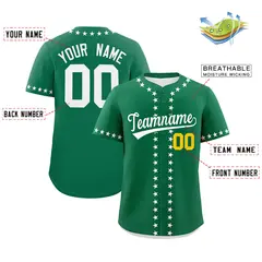 Kelly Green White Star Ribbing Authentic Baseball Jersey 2