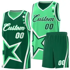 Kelly Green White Star Series Reversible Basketball Jersey