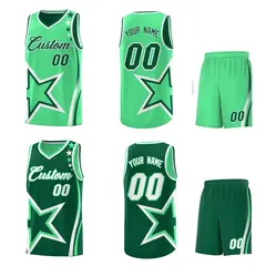 Kelly Green White Star Series Reversible Basketball Jersey 2